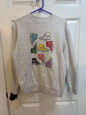 Heather Gray Converse Sneaker Graphic Crewneck